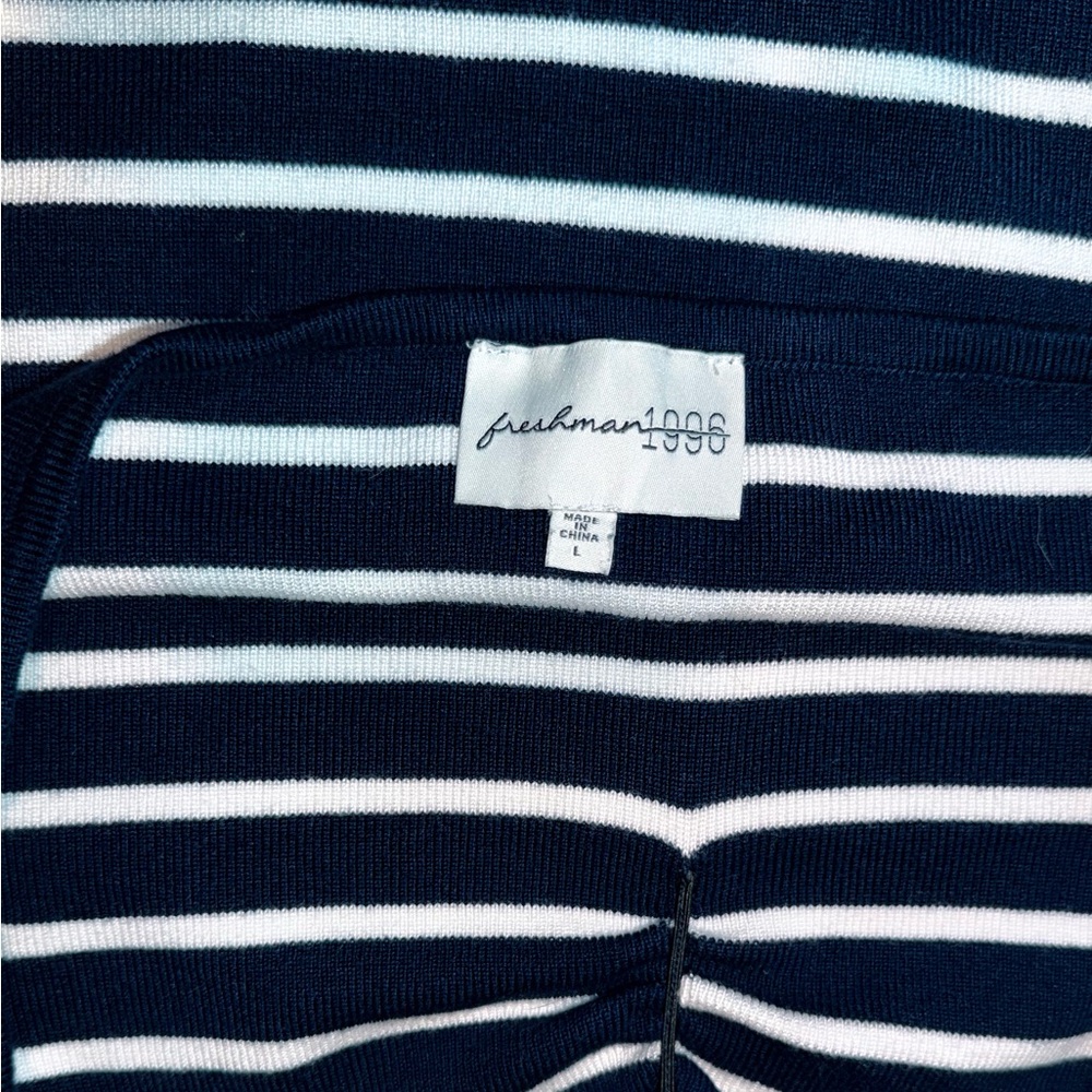 Freshman 1996 Strapless Knit Tube Top Navy White Stripe Women’s Large - Picture 3 of 4